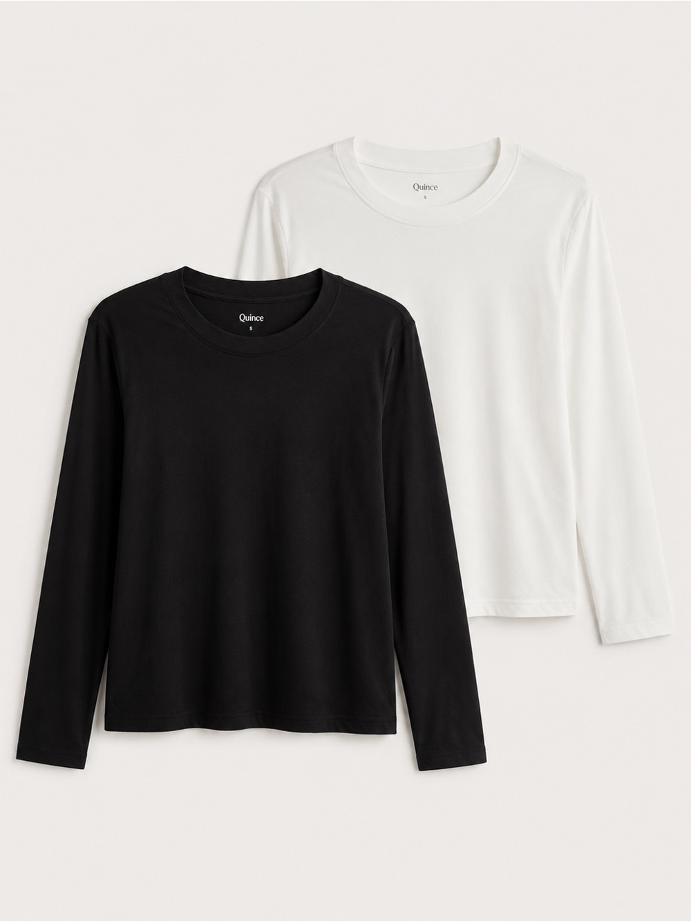 Quince NWOT Set of 2 Cotton Modal Relaxed Long Sleeve Tees Small Crew Neck